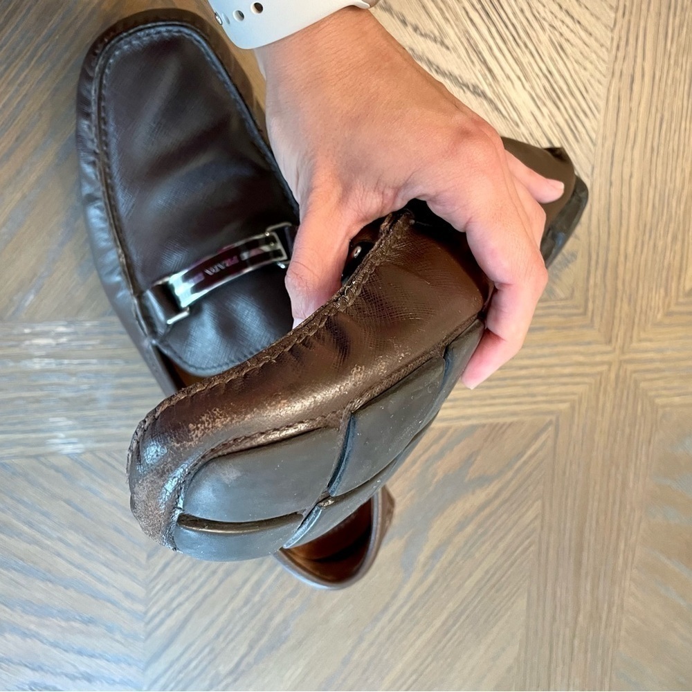 Authentic Prada Men’s Brown Driving Loafers Shoes - Picture 6 of 14